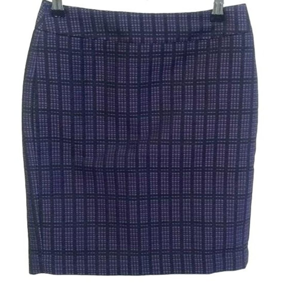 Ann Taylor Purple Plaid Pencil Skirt Straight Size 0P NWOT